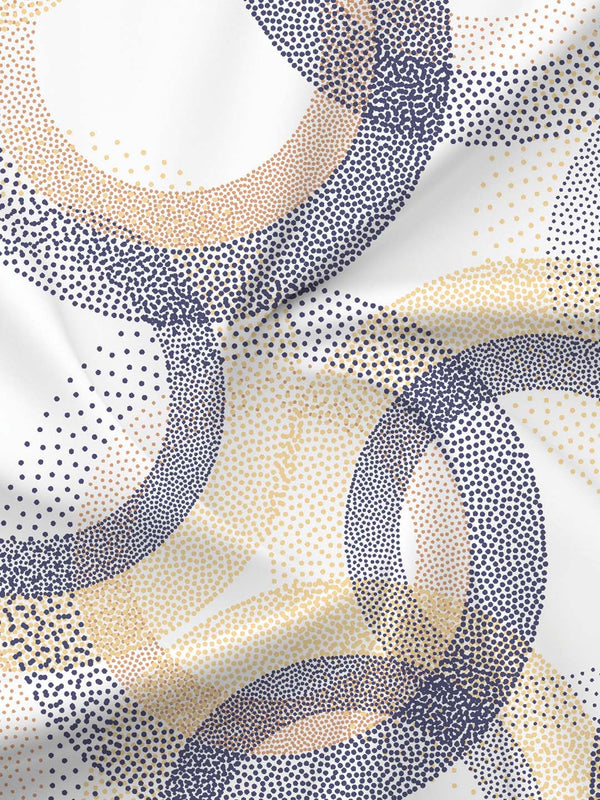 BasicX 100% Cotton 120 TC Blue & White Geometric Double Bedsheet with 2 Pillow Covers