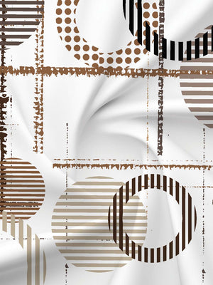 BasicX 100% Cotton 120 TC Yellow & White Geometric Double Bedsheet with 2 Pillow Covers