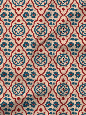 BasicX 100% Cotton 120 TC Blue Printed Double Bedsheet with 2 Pillow Covers