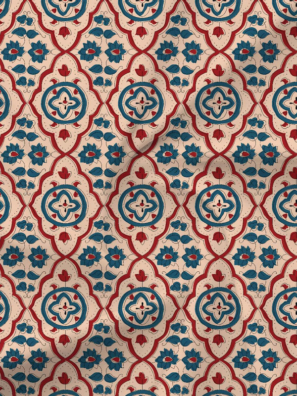 BasicX 100% Cotton 120 TC Blue Printed Double Bedsheet with 2 Pillow Covers