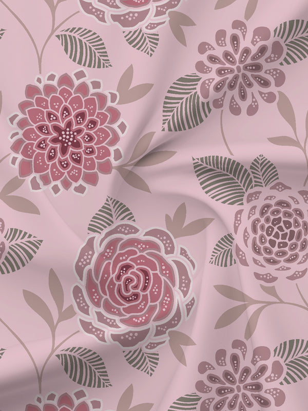 BasicX 100% Cotton 120 TC Pink Floral Double Bedsheet with 2 Pillow Covers