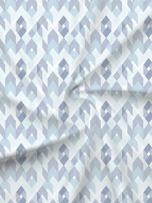 BasicX 100% Cotton 120 TC Blue Geometric Double Bedsheet with 2 Pillow Covers