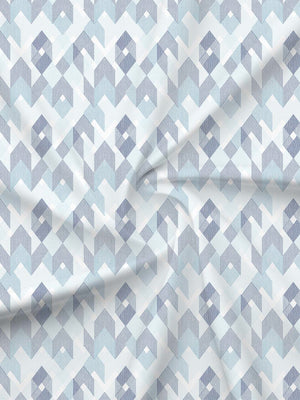 BasicX 100% Cotton 120 TC Blue Geometric Double Bedsheet with 2 Pillow Covers