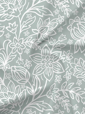 BasicX 100% Cotton 120 TC Grey Floral Single Bedsheet with 1 Pillow Cover