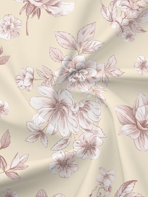 BasicX 100% Cotton 120 TC Cream & Pink Floral Single Bedsheet with 1 Pillow Cover
