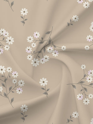 BasicX 100% Cotton 120 TC Cream Floral Single Bedsheet with 1 Pillow Cover
