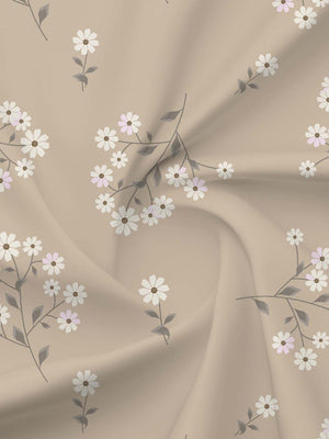 BasicX 100% Cotton 120 TC Cream Floral Single Bedsheet with 1 Pillow Cover