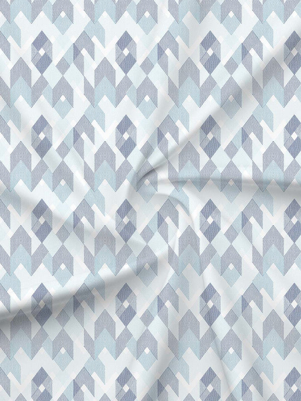 BasicX 100% Cotton 120 TC Blue Geometric Single Bedsheet with 1 Pillow Cover