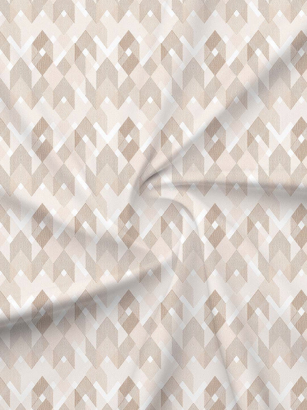 BasicX 100% Cotton 120 TC Cream Geometric Single Bedsheet with 1 Pillow Cover