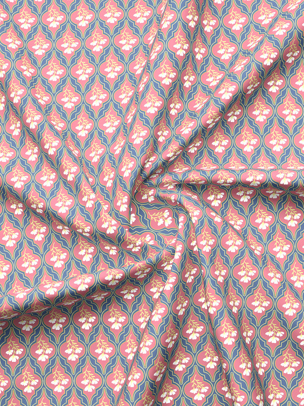 Forever 100% Cotton 120 TC Pink & Blue Floral Double Bedsheet with 2 Pillow Covers