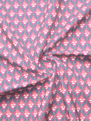 Forever 100% Cotton 120 TC Blue & Pink Floral Double Bedsheet with 2 Pillow Covers