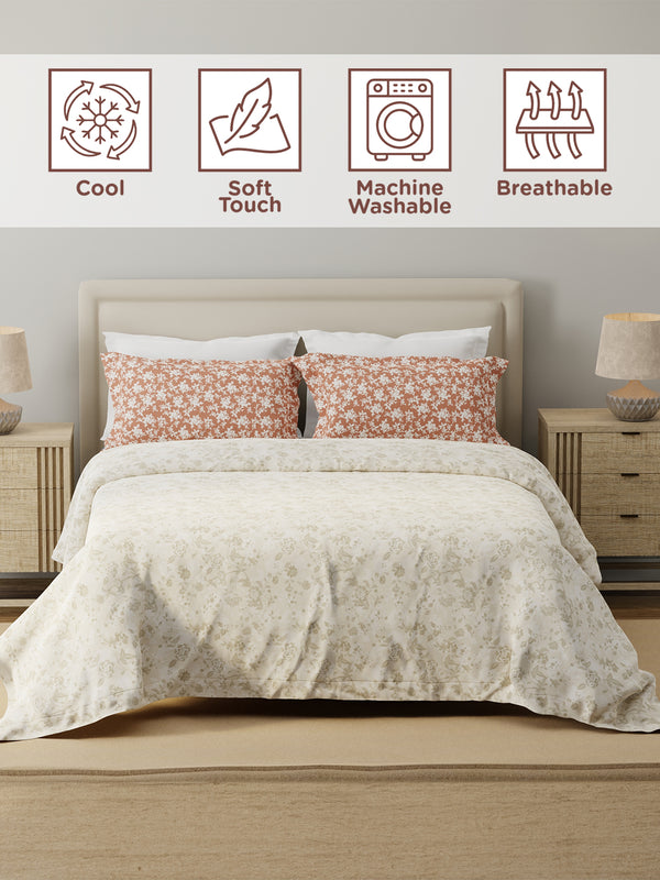 100% Cotton 120 TC, Double Bedsheet with 2 Pillow Covers - Forever