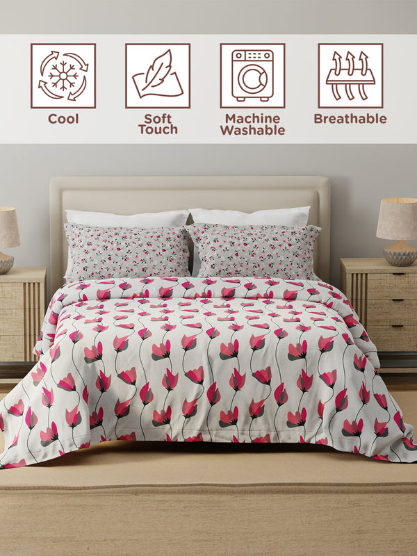 100% Cotton 120 TC, Double Bedsheet with 2 Pillow Covers - Forever