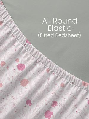 King Fitted Sheet Set, 100% Cotton 140 TC, Pink Floral, Home Easy