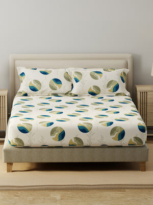 King Fitted Sheet Set, 100% Cotton 140 TC, Grey Geometrical, Home Easy