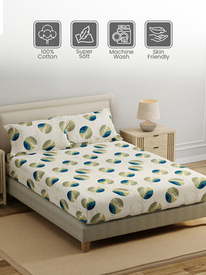 King Fitted Sheet Set, 100% Cotton 140 TC, Grey Geometrical, Home Easy