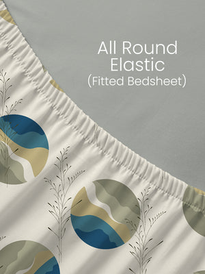 King Fitted Sheet Set, 100% Cotton 140 TC, Grey Geometrical, Home Easy