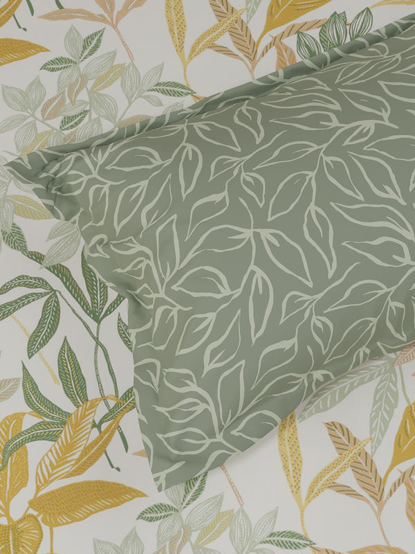 100% Cotton 180 TC, King Size Yellow & Grey Bedsheet with 2 Pillow Covers, Pure Nest Collection (Floral Print)