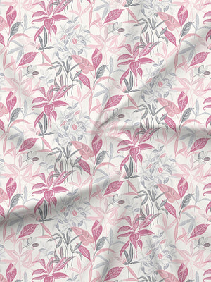 100% Cotton 180 TC, King Size Pink & Grey Bedsheet with 2 Pillow Covers, Pure Nest Collection (Floral Print)