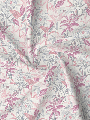 Pure Nest 100% Cotton 180 TC Pink & Grey Floral King Bedsheet with 2 Pillow Covers