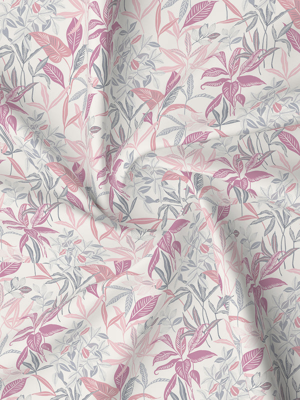 Pure Nest 100% Cotton 180 TC Pink & Grey Floral King Bedsheet with 2 Pillow Covers