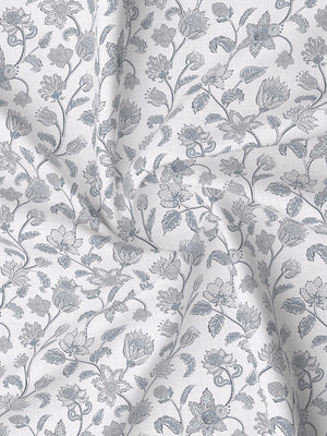 Pure Nest 100% Cotton 180 TC Grey & White Floral King Bedsheet with 2 Pillow Covers