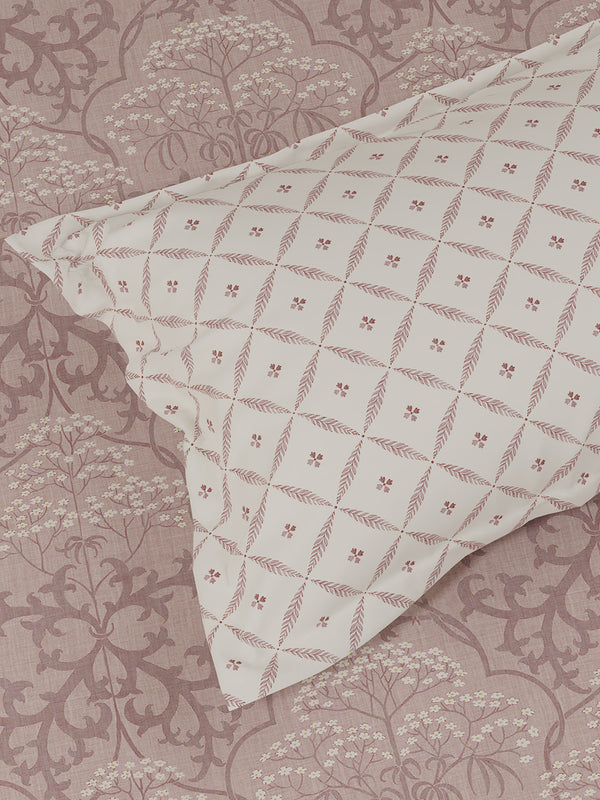 100% Cotton 180 TC, King Size Pink Bedsheet with 2 Pillow Covers, Pure Nest Collection (Ethnic Print)