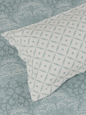 Pure Nest 100% Cotton 180 TC Blue Ethnic Print King Bedsheet with 2 Pillow Covers