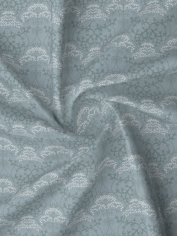 Pure Nest 100% Cotton 180 TC Blue Ethnic Print King Bedsheet with 2 Pillow Covers