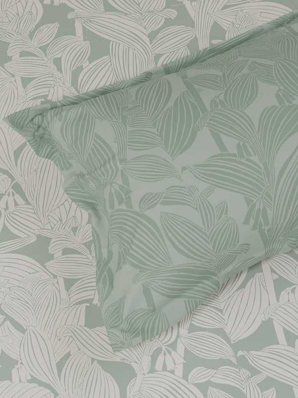 Pure Nest 100% Cotton 180 TC Green & White Floral King Bedsheet with 2 Pillow Covers