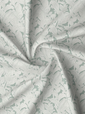 Pure Nest 100% Cotton 180 TC Green & White Floral King Bedsheet with 2 Pillow Covers