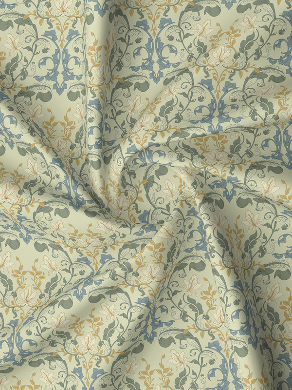100% Cotton 180 TC, King Size Yellow Bedsheet with 2 Pillow Covers, Pure Nest Collection (Floral Print)