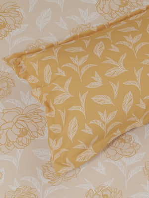 100% Cotton 180 TC, King Size Yellow Bedsheet with 2 Pillow Covers, Pure Nest Collection (Floral Print)