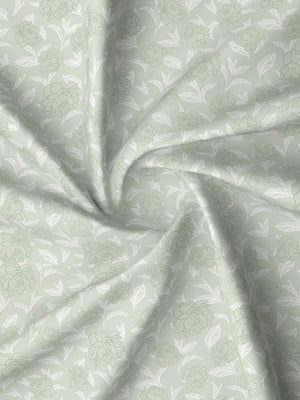 Pure Nest 100% Cotton 180 TC Green Floral King Bedsheet with 2 Pillow Covers
