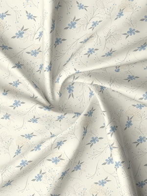 Pure Nest 100% Cotton 180 TC Blue & White Floral King Bedsheet with 2 Pillow Covers