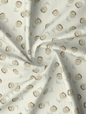 Pure Nest 100% Cotton 180 TC Brown & White Floral King Bedsheet with 2 Pillow Covers