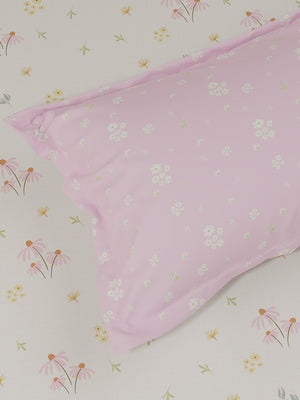 Pure Nest 100% Cotton 180 TC Pink & White Floral King Bedsheet with 2 Pillow Covers