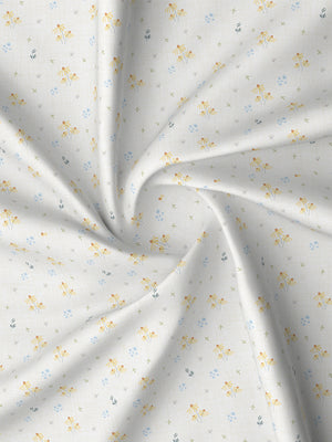Pure Nest 100% Cotton 180 TC Yellow & White Floral King Bedsheet with 2 Pillow Covers