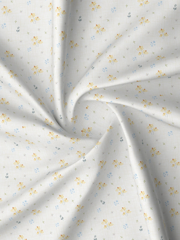Pure Nest 100% Cotton 180 TC Yellow & White Floral King Bedsheet with 2 Pillow Covers