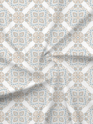 BasicX 100% Cotton 120 TC Blue & White Printed King Bedsheet with 2 Pillow Covers
