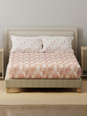 BasicX 100% Cotton 120 TC Pink Floral King Bedsheet with 2 Pillow Covers