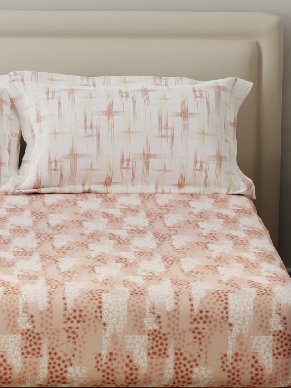 BasicX 100% Cotton 120 TC Pink Floral King Bedsheet with 2 Pillow Covers