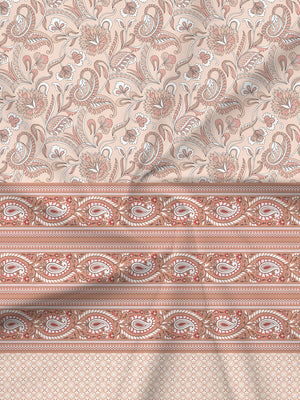 BasicX 100% Cotton 120 TC Peach Paisley Printed King Bedsheet with 2 Pillow Covers