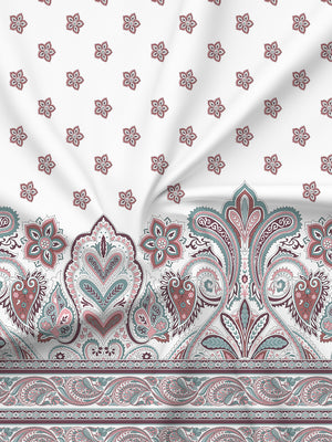 BasicX 100% Cotton 120 TC White & Pink Floral King Bedsheet with 2 Pillow Covers