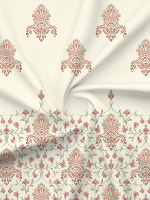 BasicX 100% Cotton 120 TC Pink & White Floral King Bedsheet with 2 Pillow Covers