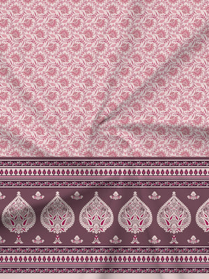 BasicX 100% Cotton 120 TC Pink Floral King Bedsheet with 2 Pillow Covers