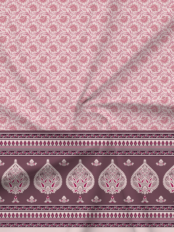 BasicX 100% Cotton 120 TC Pink Floral King Bedsheet with 2 Pillow Covers