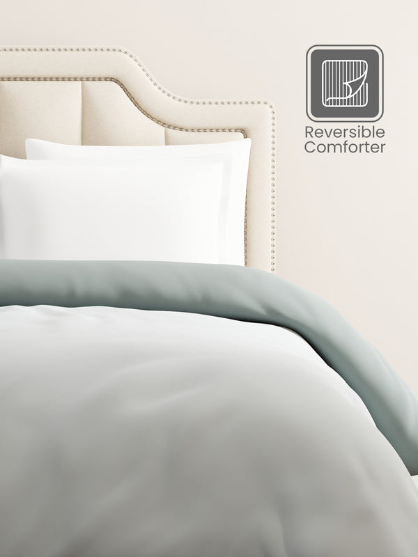 Double Reversible Comforter, Grey (94 inches L x 87 inches W), BasicX Collection