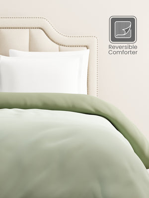Double Reversible Comforter, Green (2.40 L x 2.20 W meters), Forever Collection
