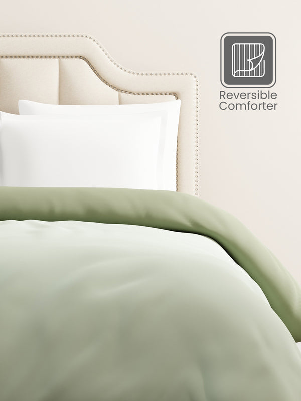 Double Reversible Comforter, Green (2.40 L x 2.20 W meters), Forever Collection